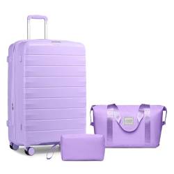 Larvender Luggage Sets 3 Piece 28inch with Duffel Bag Hardside PP Carry on Suitcase with 360° Spinner Wheels TSA Lock for Men Women, Purple von Larvender