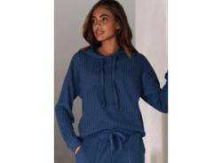 Hoodie LASCANA "-Kapuzensweatshirt" Gr. 44/46, blau (blau, meliert) Damen Sweatshirts -jacken von Lascana