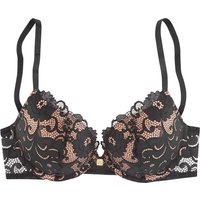 LASCANA Temptation Push-up-BH, A-Cup, florale Spitze, für Damen, schwarz, 70A von Lascana