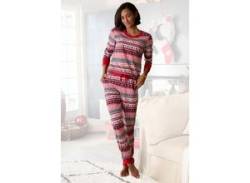 Pyjama LASCANA Gr. 32/34, rot (dunkelrot gemustert) Damen Homewear-Sets Pyjamas von Lascana