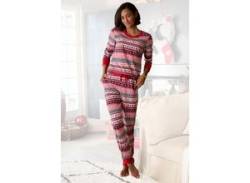 Pyjama LASCANA Gr. 40/42, rot (dunkelrot gemustert) Damen Homewear-Sets Pyjamas von Lascana