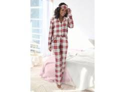 Schlafanzug LASCANA Gr. 44/46, rot (weiß, kariert) Damen Homewear-Sets Pyjamas von Lascana