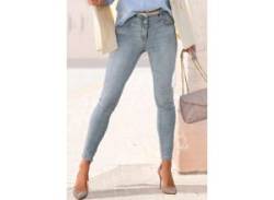 Skinny-fit-Jeans LASCANA Gr. 46, N-Gr, blau (blue, washed) Damen Jeans 5-Pocket-Jeans Röhrenjeans von Lascana