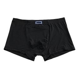 Herren Unterwäsche mit Einem Geheimen Versteck Vorne Tasche Atmungsaktiv Weich Basic-Hose Strapazierfähig Boxershorts 3/6 Packungen (Color : Black-3Packs, Size : XXL) von LaseVe