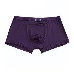 Herren Unterwäsche mit Einem Geheimen Versteck Vorne Tasche Atmungsaktiv Weich Basic-Hose Strapazierfähig Boxershorts 3/6 Packungen (Color : Purple-3Packs, Size : 3XL) von LaseVe