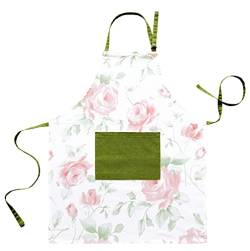 Lashuma Koch Schürze Frauen Design: Rose, Küchenschürze Baumwolle 80x65 cm, Latzschürze grün rosa von Lashuma