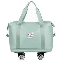 Faltbare Gepäcktasche, erweiterbar, mit Rolltuch, Trocken-Nass-Trennung, große Kapazität, Wochenendtasche, erweiterbare Reisetasche, grün von Laspi