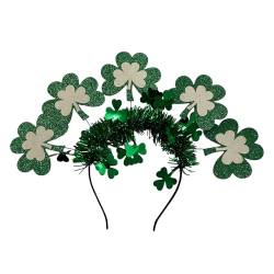 Haarreif für Erwachsene, irischer Nationalfeiertag, mit Pailletten, Kleeblatt und Blume, Glitzer, Patrick's Day, Stirnband, Karneval, Haarreifen, Pailletten, Stirnbänder für Mädchen, grüne Pailletten, von Laspi