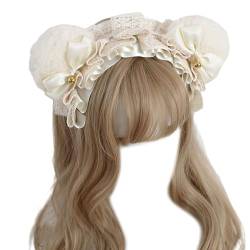 Laspi Plüsch Bär Ohr Bowknot Stirnband Cosplay Kostüm Hairhoop Party Requisiten Kopfschmuck Show Kopfschmuck Mädchen Zubehör Cosplay Haarband von Laspi