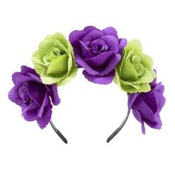 Realistisches Blumen-Stirnband, böhmischer Kopfschmuck, bunte Rosen, Haarreif für Damen, Hochzeit, Party, Bühnenzubehör, künstliches Blumen-Stirnband von Laspi