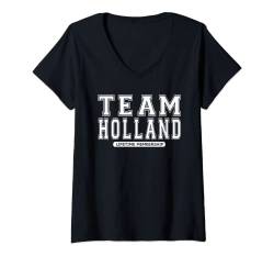 Damen Team Holland Familienmitglied Geschenk T-Shirt mit V-Ausschnitt von Last Name Matching Christmas Tree Birthday Group