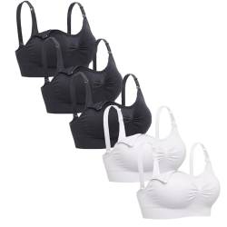 Lataly Damen Schlafen Still-BH Wirefree Stillen Mutterschaft Bralette Packung mit 5 M Fit 34B 34CDE 36B 36C 38B 3black2white von Lataly