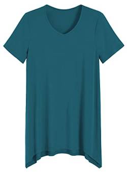 Latuza Damen Viskose Loungewear Kurzarm Tunika T-Shirt, Blaugrün/Ein Hauch von Paradies (Trace of Paradise), Groß von Latuza