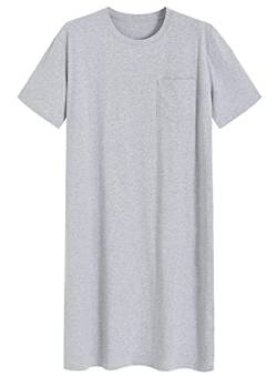 Latuza Herren Baumwolle Nachthemd Kurzarm Schlafhemd Nachthemd, Hellgrau, L von Latuza