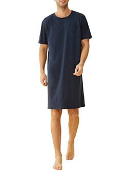 Latuza Herren Baumwolle Nachthemd Kurzarm Schlafhemd Nachthemd, Marineblau, 3XL von Latuza