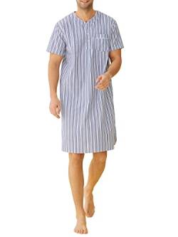 Latuza Herren Plaid Nachthemd Baumwolle Schlafshirt, Marineblau und Weiß gestreift, 3XL von Latuza