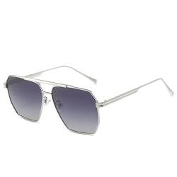 Laufbursche STILUS retro oversized polarisierte Sonnenbrille für Damen Herren UV400 klassisch groß übergroß Metall silber/grau von Laufbursche