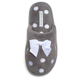 Laura Ashley Ladies Embroidered Soft Terry Plush Scuff Slippers, Grey, Medium von Laura Ashley