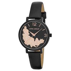 Laura Ashley Womens LA31099BK Black Round Floral Bounty Strap Watch von Laura Ashley