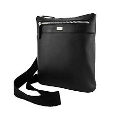 Biagiotti Herren-Handtasche mit verstellbarem Schultergurt, mehrere Taschen aus echtem Leder, Schwarz Groß 410 von Laura Biagiotti