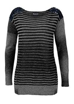 Laura Scott Pullover mit Pailletten grau-schwarz Größe 40/42 von Laura Scott