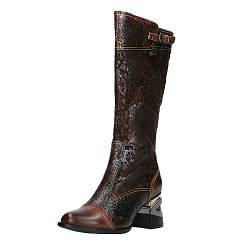 Laura Vita Damen Stiefel Blumen Mandala Ornament Muster Orlyo 01, Größe:39 EU, Farbe:Braun von Laura Vita