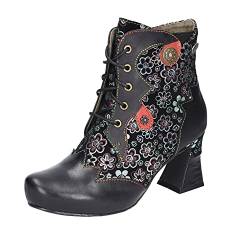 Laura Vita Damen Stiefeletten Schuhe Magalieo Glitzerdetails Leder-/Textilkombination Elegant Freizeit geblümt von Laura Vita