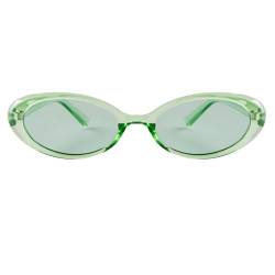 Laurinny 90er Retro Sonnenbrille für Damen Herren Kleine Schmal Retro Oval Sonnenbrille Gläser(Grün/Hellgrün) von Laurinny