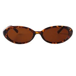 Laurinny 90er Retro Sonnenbrille für Damen Herren Kleine Schmal Retro Oval Sonnenbrille Gläser(Leopard/Braun) von Laurinny