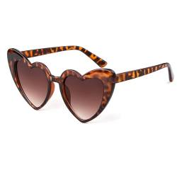 Laurinny Herz Sonnenbrille für Damen Vintage Clout Brille UV400 Schutz Sonnenbrille(Tortoise/Gradient Braun) von Laurinny