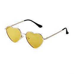 Laurinny Retro Herz Sonnenbrille Polarisiert für Frauen Männer Herz Gläser Metallrahmen von Laurinny