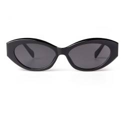 Laurinny Retro Oval Sonnenbrille für Damen Herren Vintage Katzenauge Sonnenbrille 90er Schmale Cateye Frame(Schwarz/Grau) von Laurinny