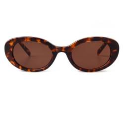 Laurinny Vintage Oval Sonnenbrille für Damen und Herren Trendy Runde Sonnenbrillen Retro 90er Classic Sonnenbrille(Schildkröte/Braun) von Laurinny