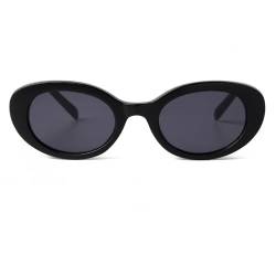 Laurinny Vintage Oval Sonnenbrille für Damen und Herren Trendy Runde Sonnenbrillen Retro 90er Classic Sonnenbrille(Schwarz/Grau) von Laurinny