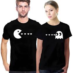 Passende Partner-T-Shirts, Pärchen-Shirts, Pacman-Shirt-Set für Sie und Ihn, für Männer, Frauen, Ehemann, Ehefrau, T-Shirt. 32 Women L/Men M von Laval Premium