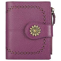 Lavemi Damen-Geldbörse aus Leder, klein, kompakt, RFID-blockierend, Kreditkartenetui mit Reißverschlussfach, Pebbled Purple, Einheitsgröße von Lavemi