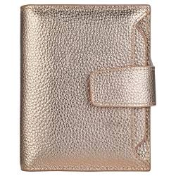 Lavemi Kleine kompakte Damen-Geldbörse, RFID-blockierend, echtes Leder, Bifold Geldbörse mit Ausweisfenstern, Pebbled Champion Gold, Einheitsgröße von Lavemi