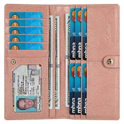 Lavemi Ultra Slim Thin Leather RFID Blocking Bifold Credit Card Holder Wallets for Women, 1-Wachs, Dunkelrosa, Einheitsgröße von Lavemi
