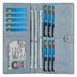 Lavemi Ultra Slim Thin Leather RFID Blocking Bifold Credit Card Holder Wallets for Women, 1-Wachs, hellblau, Einheitsgröße von Lavemi