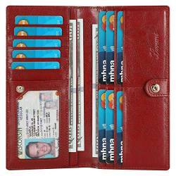Lavemi Ultra Slim Thin Leather RFID Blocking Bifold Credit Card Holder Wallets for Women, 1-gewachst, dunkelrot, Einheitsgröße von Lavemi