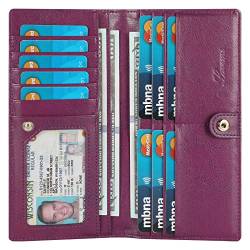 Lavemi Ultra Slim Thin Leather RFID Blocking Bifold Credit Card Holder Wallets for Women, 1-gewachst, lila, Einheitsgröße von Lavemi