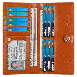 Lavemi Ultra Slim Thin Leather RFID Blocking Bifold Credit Card Holder Wallets for Women, 1-gewachste Bräune, Einheitsgröße von Lavemi