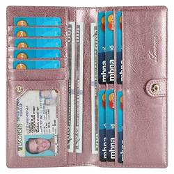 Lavemi Ultra Slim Thin Leather RFID Blocking Bifold Credit Card Holder Wallets for Women, 1-gewachstes Roségold, Einheitsgröße von Lavemi