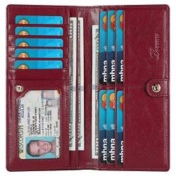 Lavemi Ultra Slim Thin Leather RFID Blocking Bifold Credit Card Holder Wallets for Women, 1-gewachstes Weinrot, Einheitsgröße von Lavemi