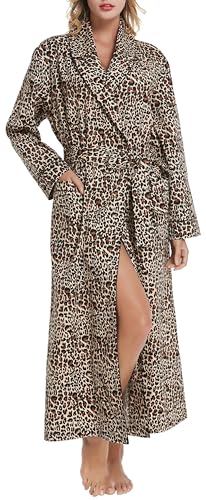 Lavenderi Langer Kimono-Bademantel für Damen, aus 100 % Baumwolle, Loungewear für Spa, leopard, XX-Large von Lavenderi