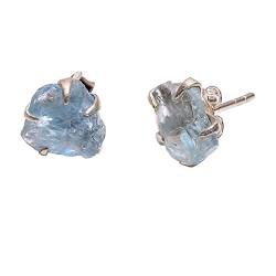 Ohrstecker aus 925er Sterlingsilber, natürlicher roher Aquamarin, handgefertigt, Damenschmuck, RSSE576 von Lavie Jewelz