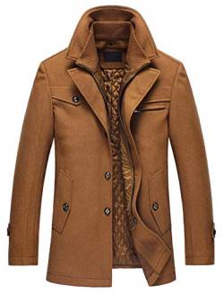 Lavnis Herren Warm Wollmantel Stehkragen Wintermantel Kurzmantel Winter Jacke Business Freizeit Style4 Camel M von Lavnis