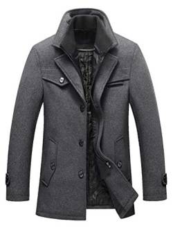 Lavnis Herren Warm Wollmantel Stehkragen Wintermantel Kurzmantel Winter Jacke Business Freizeit Style4 Grey S von Lavnis