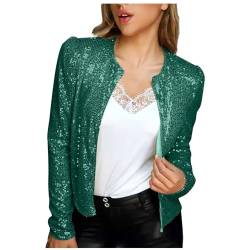 Lawawa Damen Blazer Pailletten Jacke Langarm Glitzer Party Blazer Tailliert Anzugjacke Glitzer Tops Pailletten-Blazer Kurz Oberteile Blazer Glitzer von Lawawa