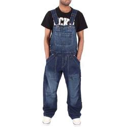 Lawawa Herren Denim Latzhose Jeans Overalls Retro Jumpsuit Loose Hosenanzug Jeanslatzhose Cargo Jeans Hosenanzug von Lawawa